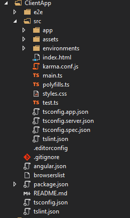 Cały front-end Angular w Visual Studio